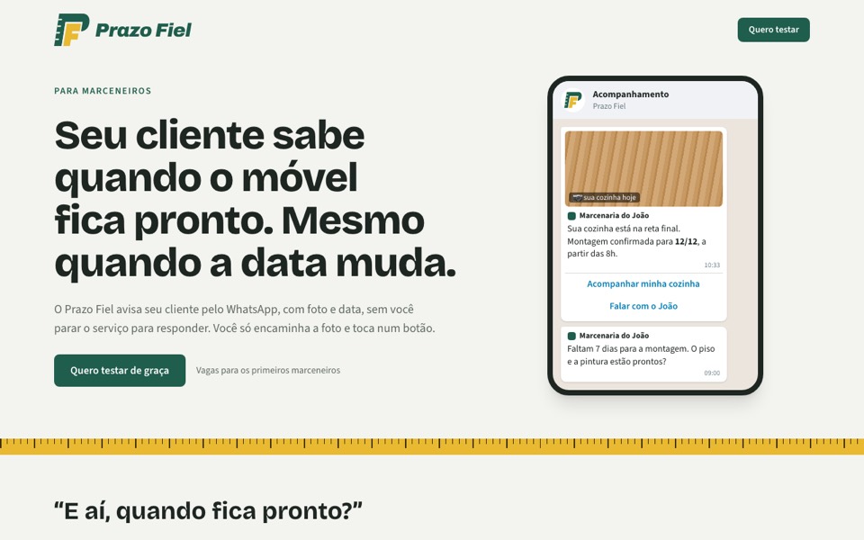 Página inicial do Prazo Fiel